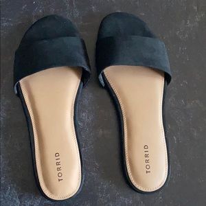 Black Faux Suede Slide